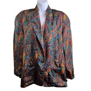 Vintage Howard Wolf Dallas Colorful‎ Paisley Jacket Size 12 Oversized Boho 80’s